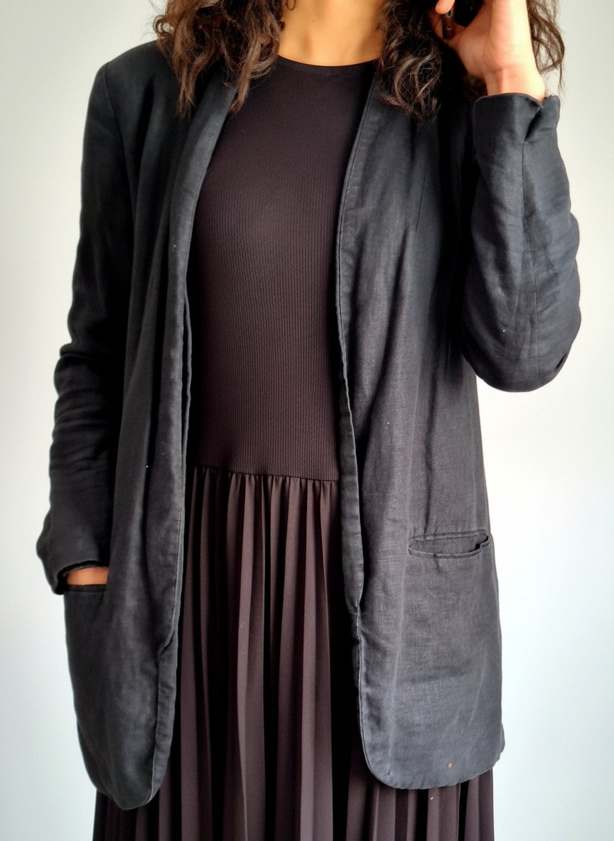 Veste légère mi-longue fluide noire – Style Casual