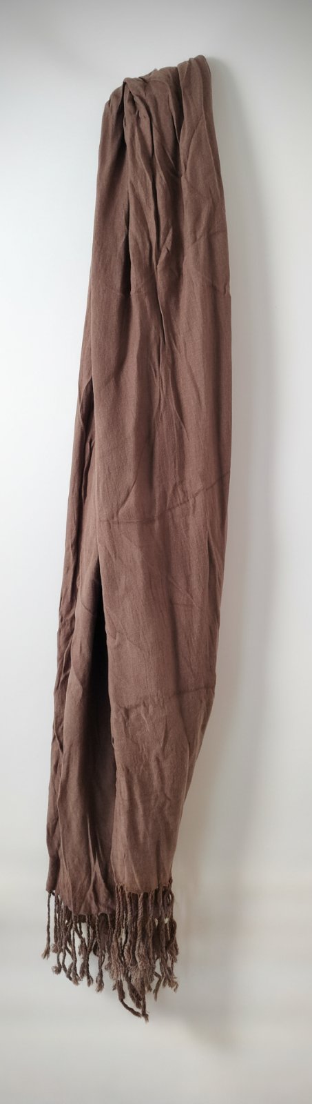Pashmina authentique marron chocolat / Écharpe franges ultra douce