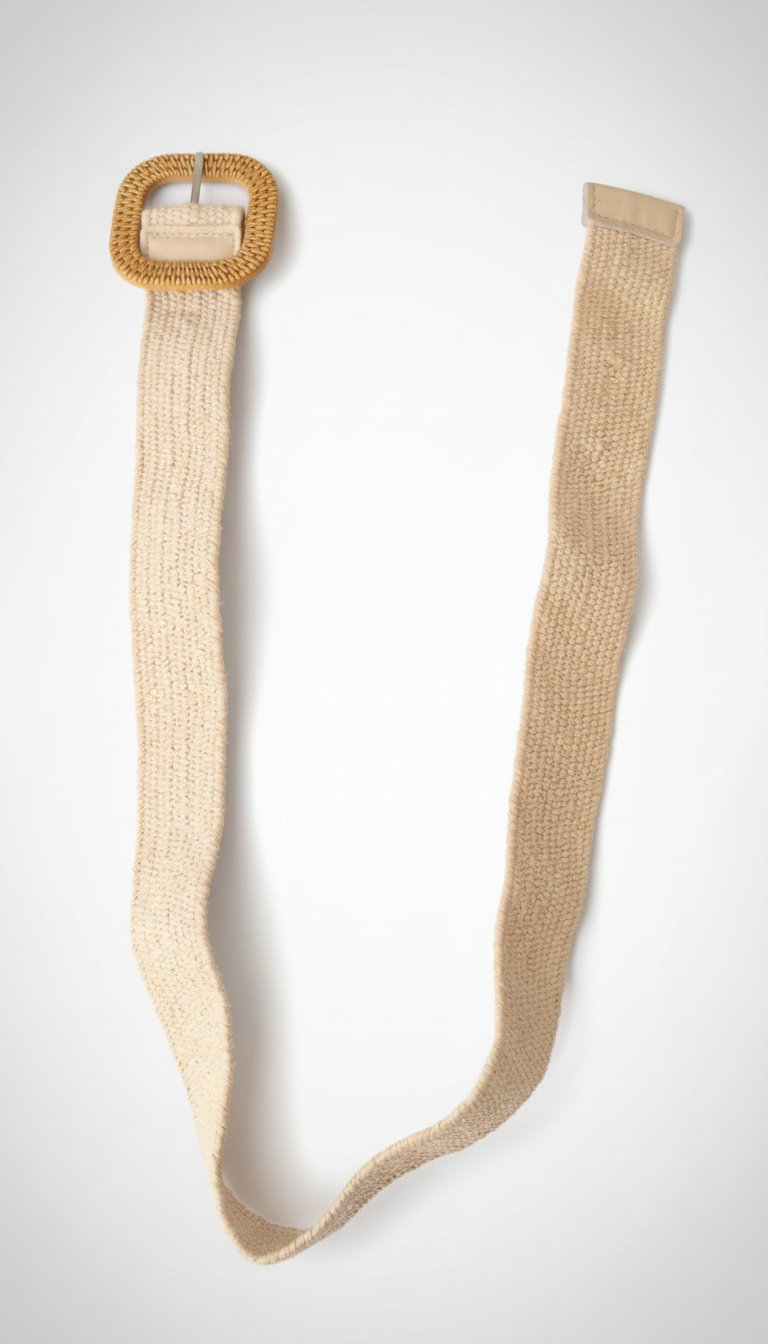 Ceinture large tressée beige / Ceinture d'été boucle effet rotin