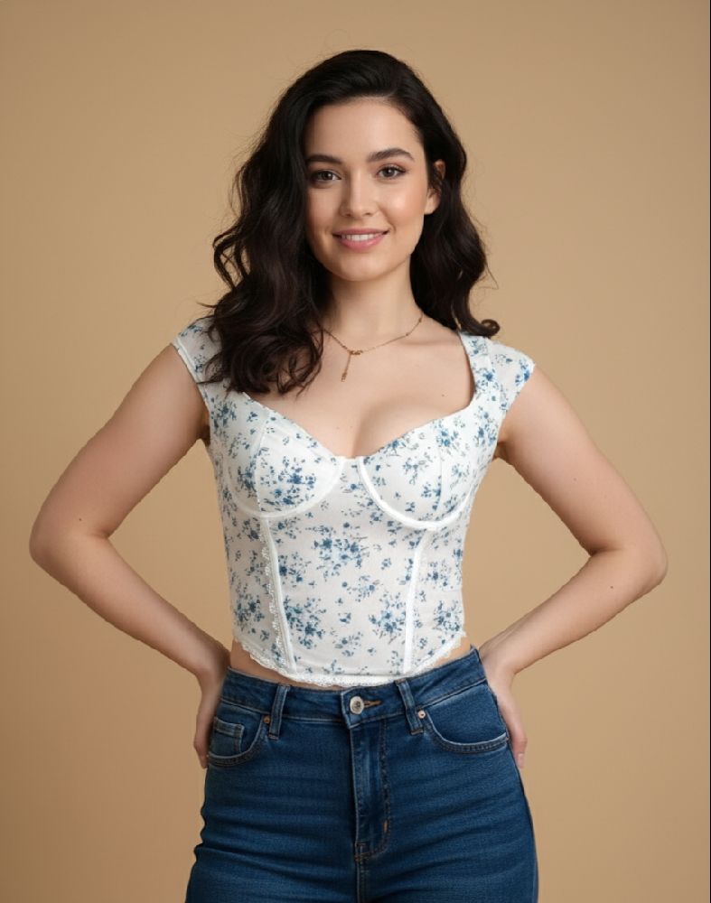 Blue White Corset top