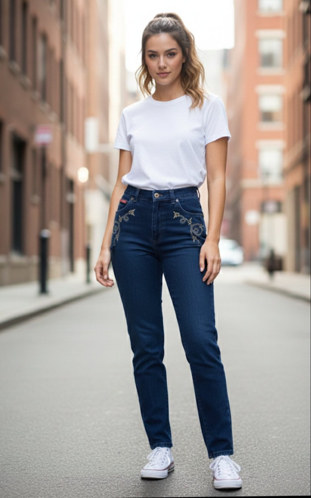 Jean taille haute "REGINA CHRECKER"