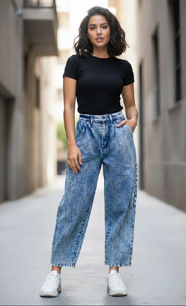 Jean Taille Haute acide-Wash