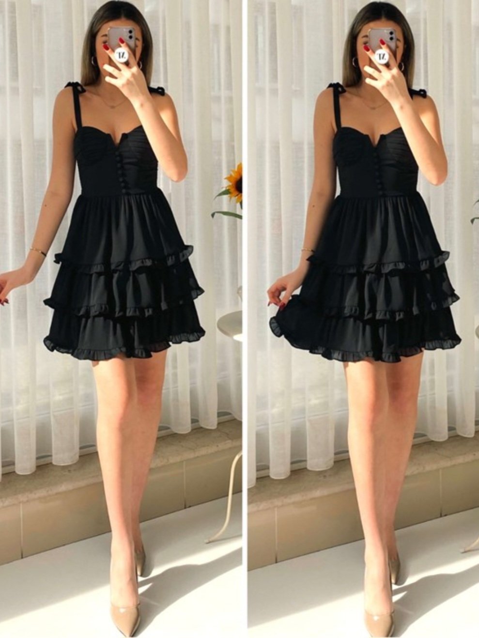 Robe D'été  noir en mousseline taille 36 porter une fois      