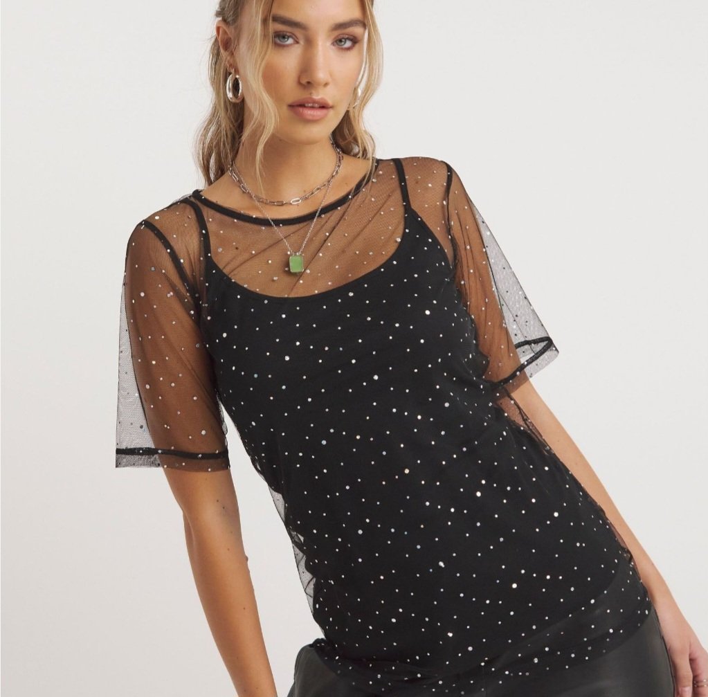 Black Chiffon Top by H&M