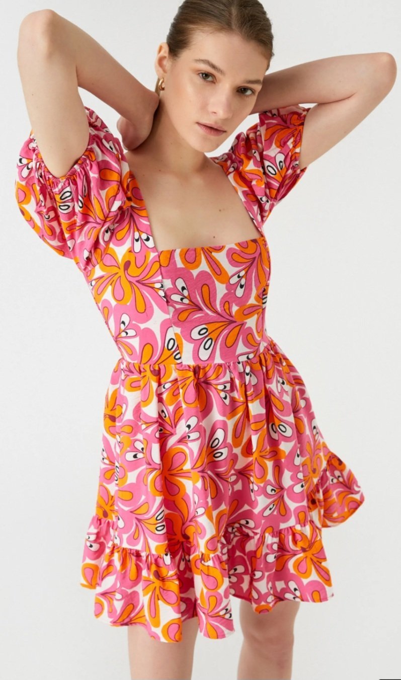 Mini Robe de la marque Koton a motifs floraux et manches Ballons 