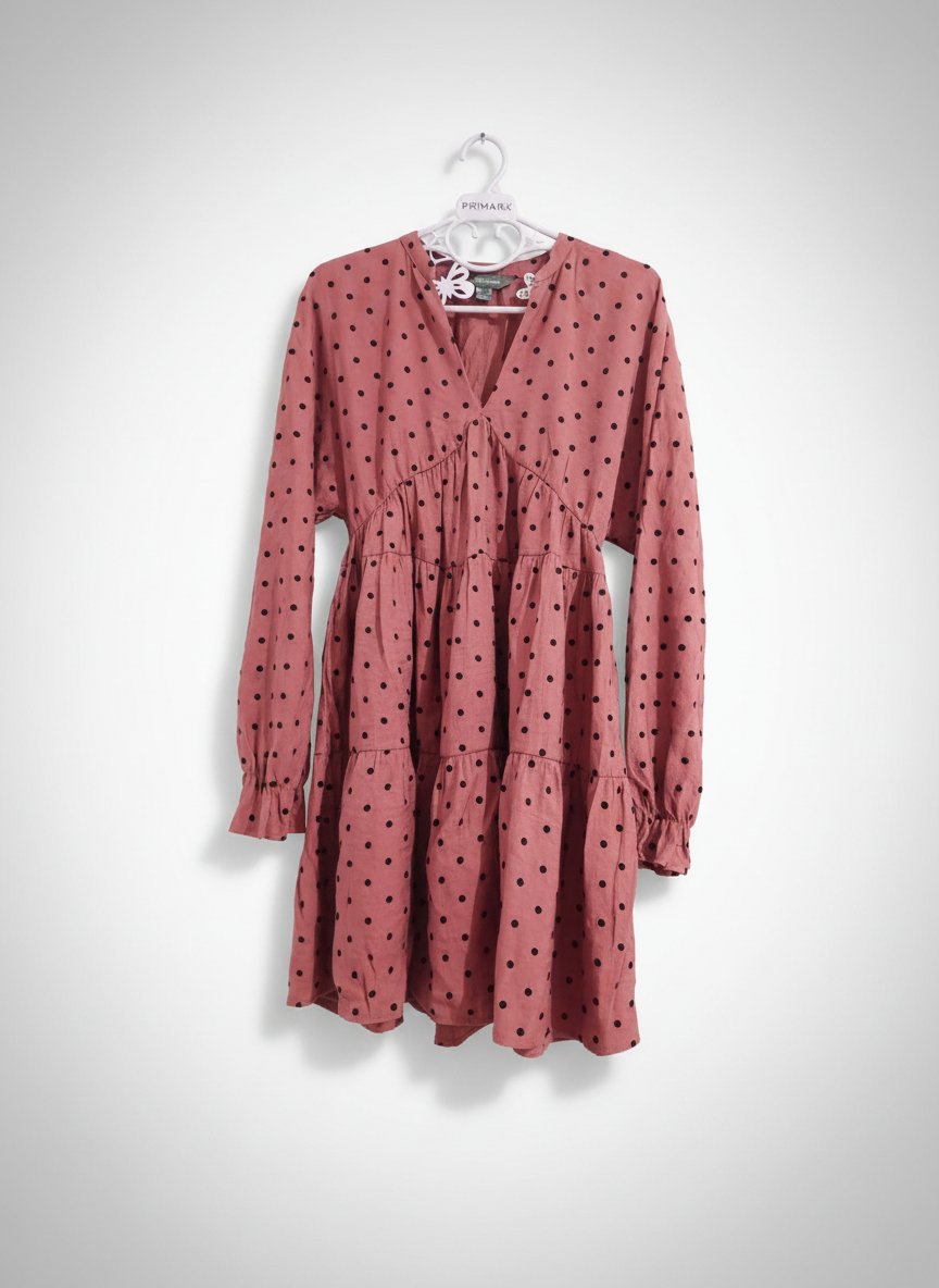 Robe courte Primark – Rouge brique à pois noirs ❤️