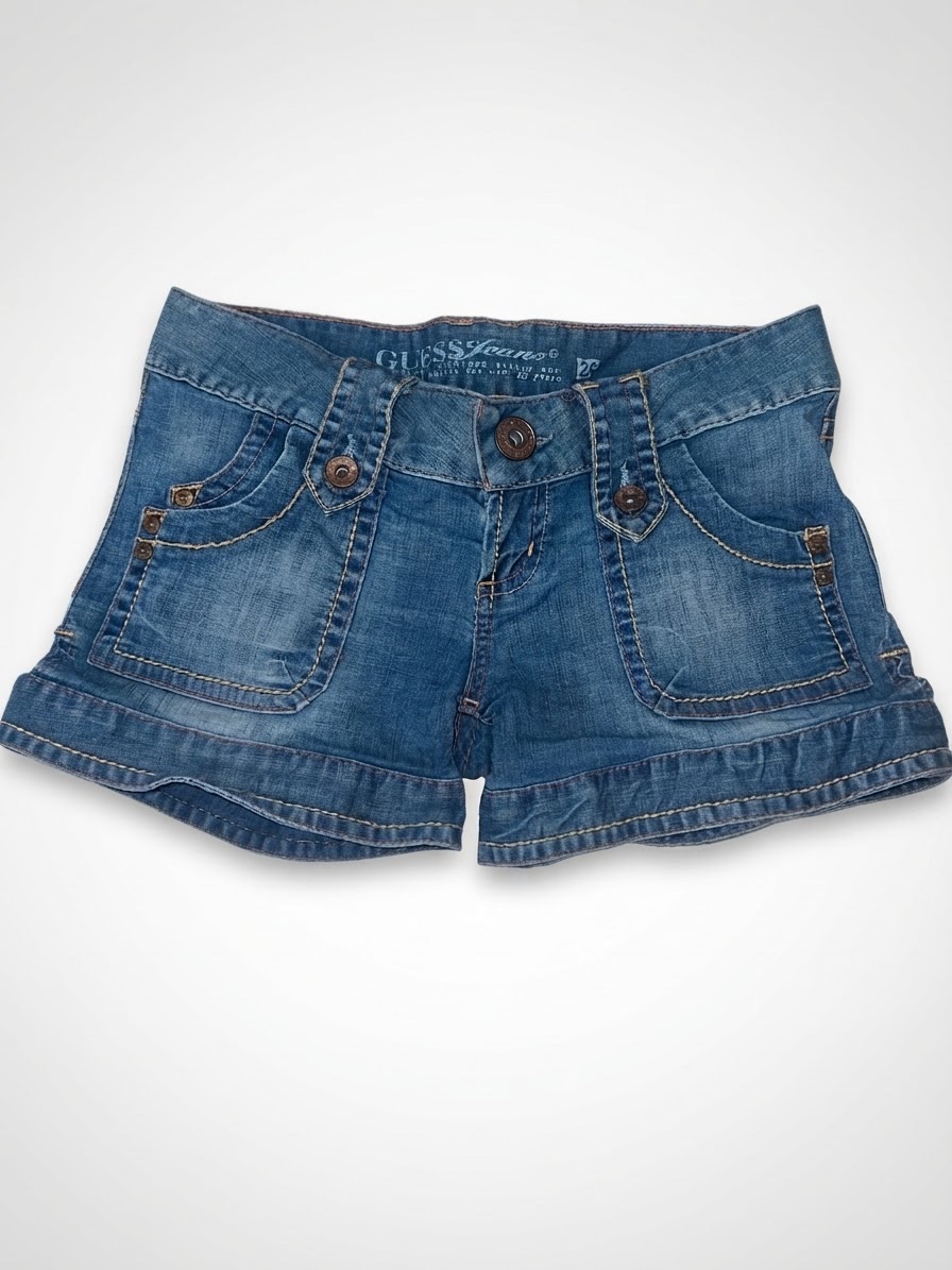 Short bleu guess vintage taille basse