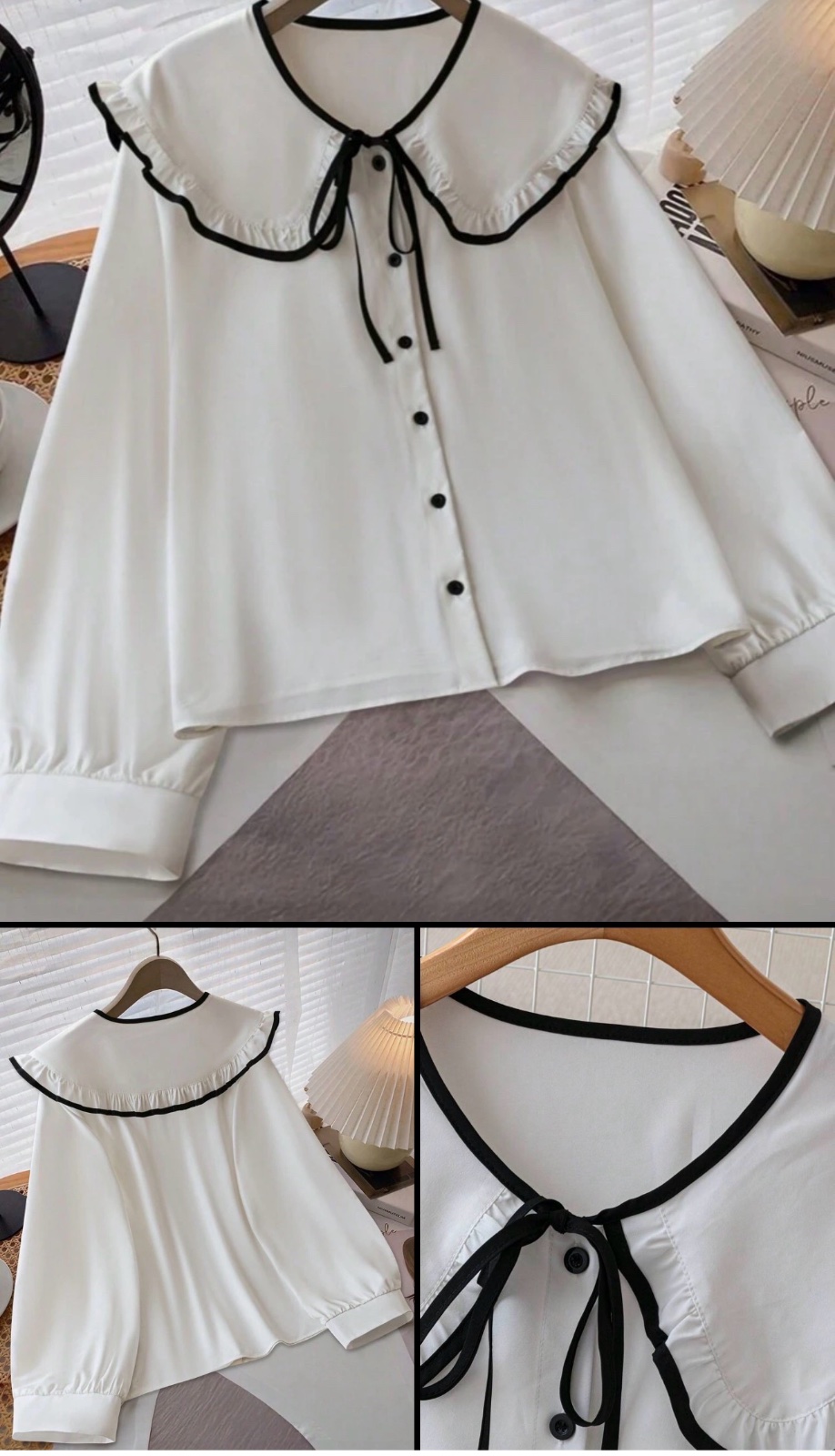 Chemise shein tendance avec col à volant retro taille L