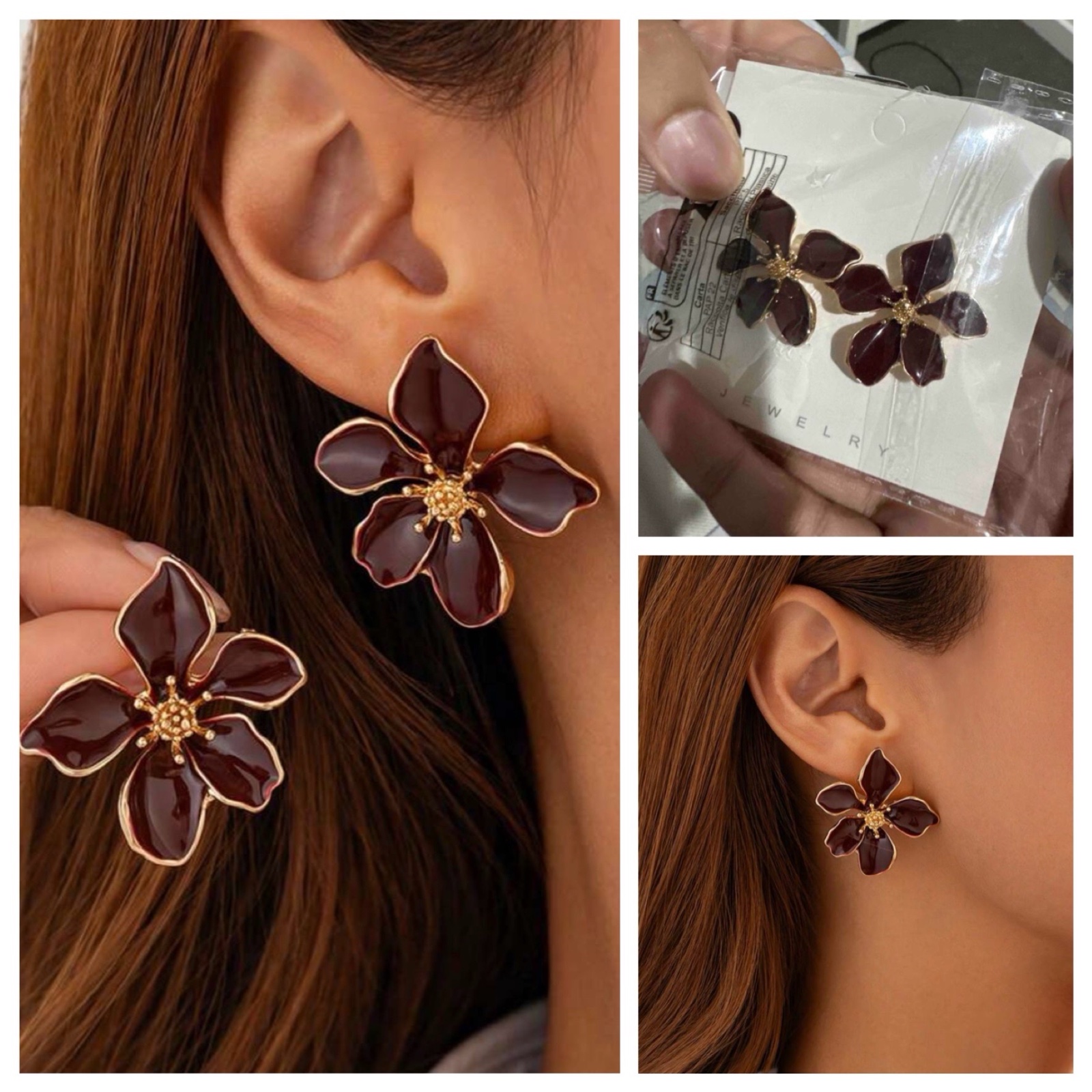 Boucles d'oreilles burgandy Shein tendance