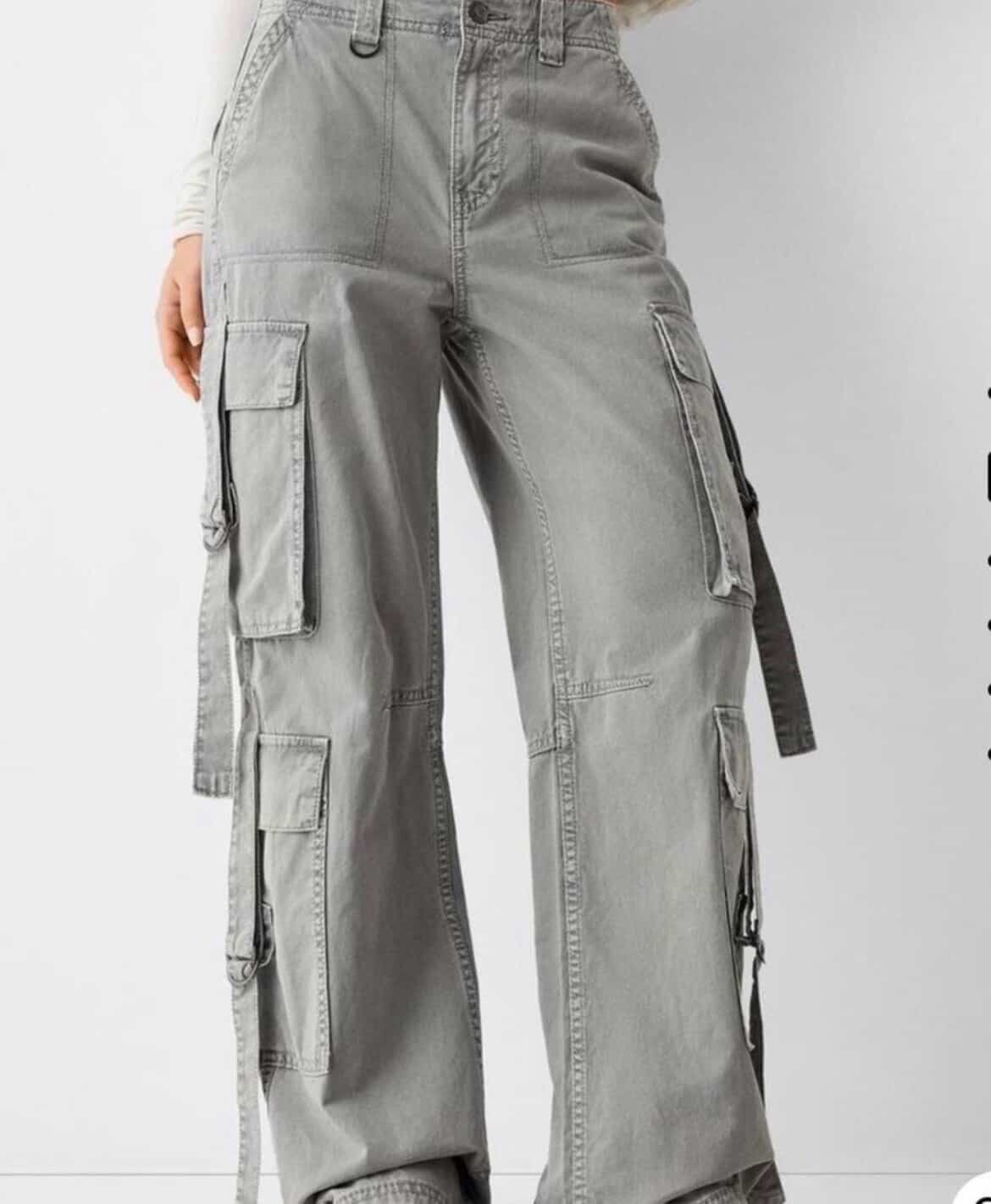 Pantalon cargo gris bershka M