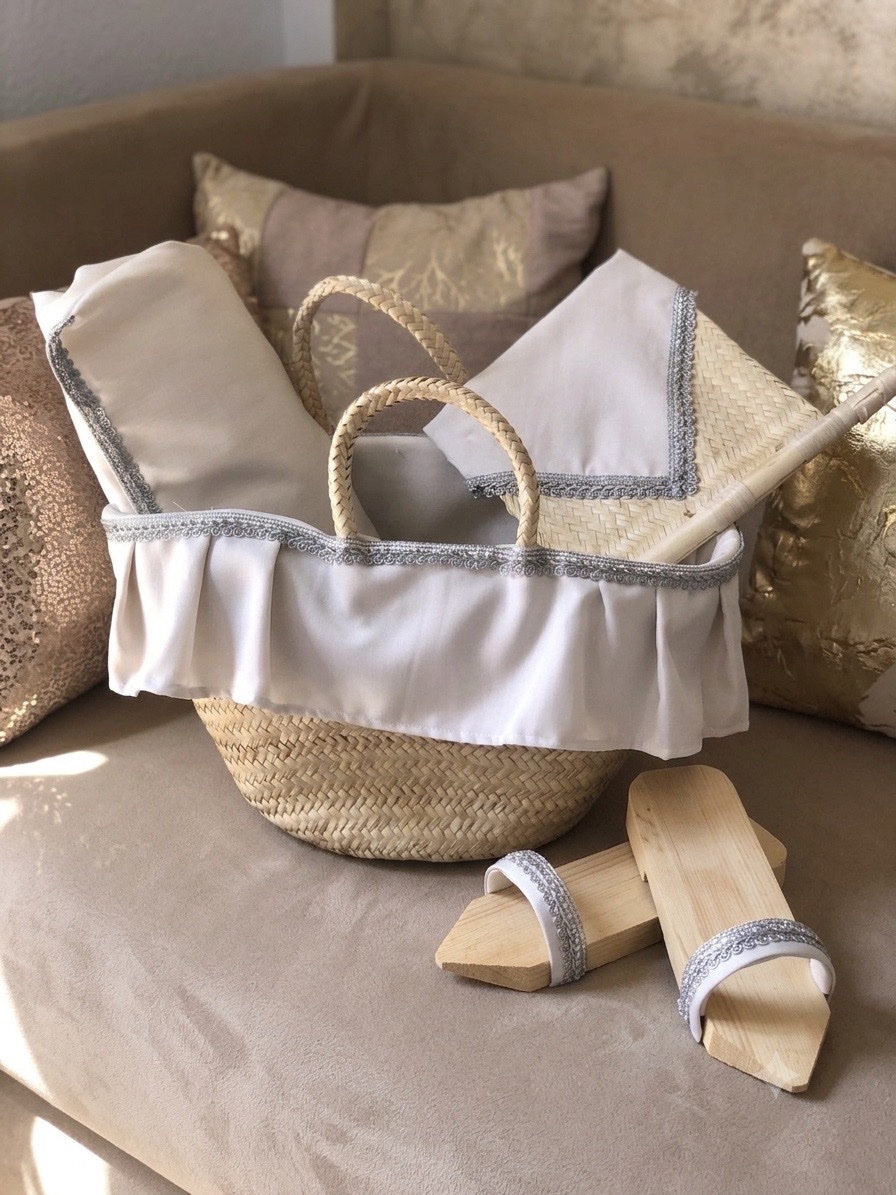 Couffin de Hammam Traditionnel – Blanc Cassé et Argenté