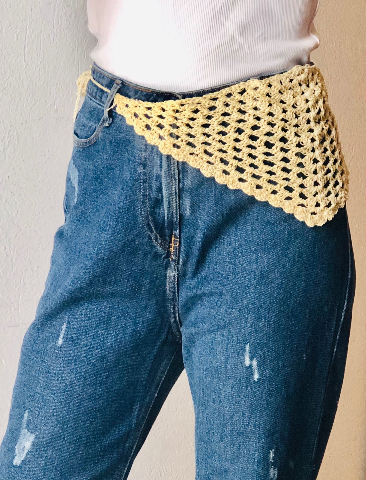 Ceinture foulard en crochet Beige tendance 🎀