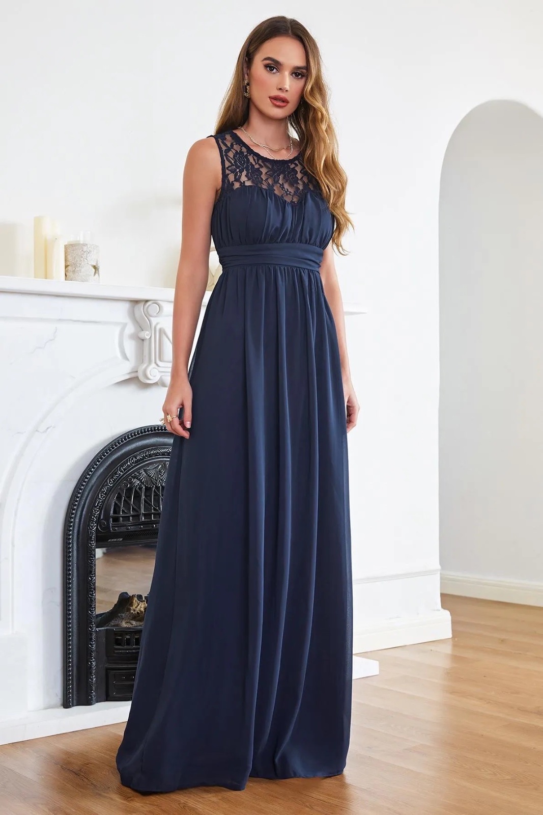 Robe longue haut en dentelle bleu marine 🦋  