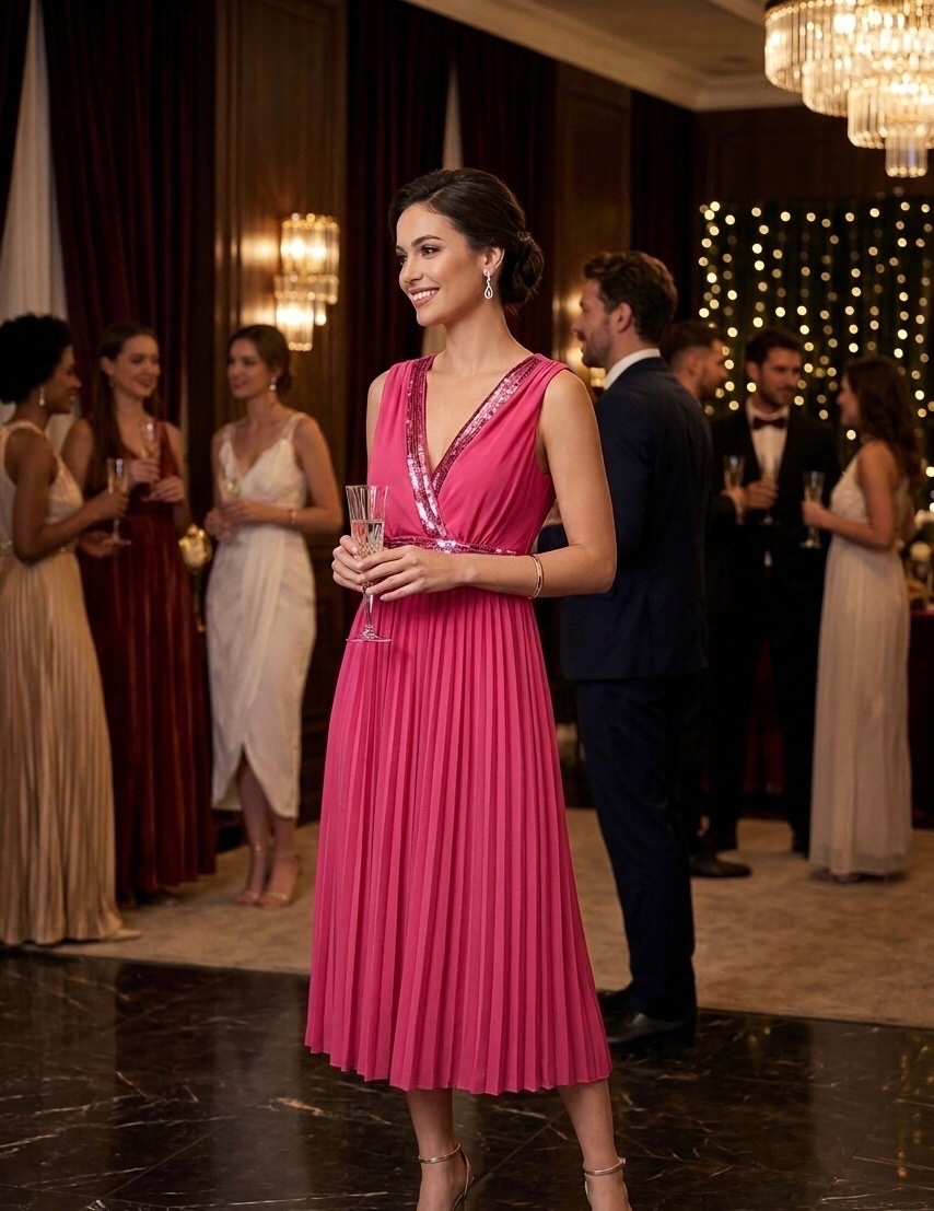 Robe mi_longue soiréé rose fuchsia a 30Dt🎀💗 