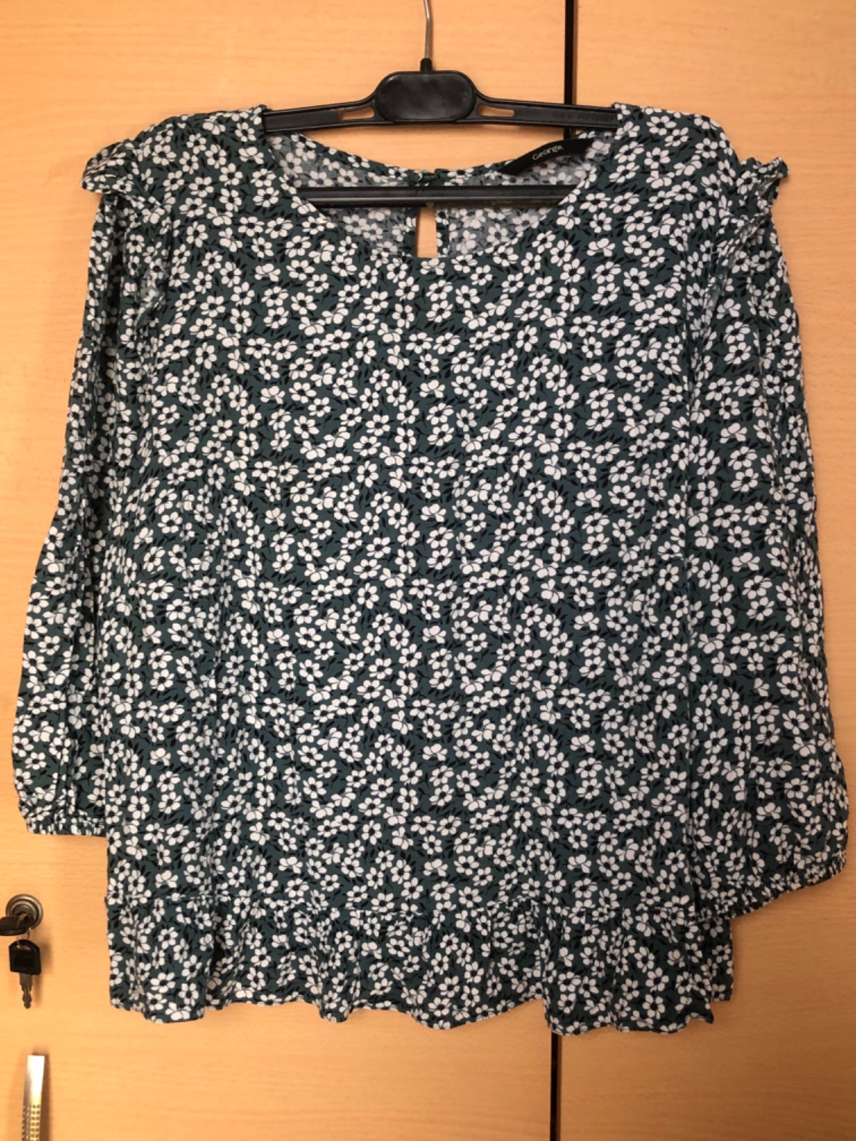 Chemisier d'été 100% viscose trois quart floral vert 