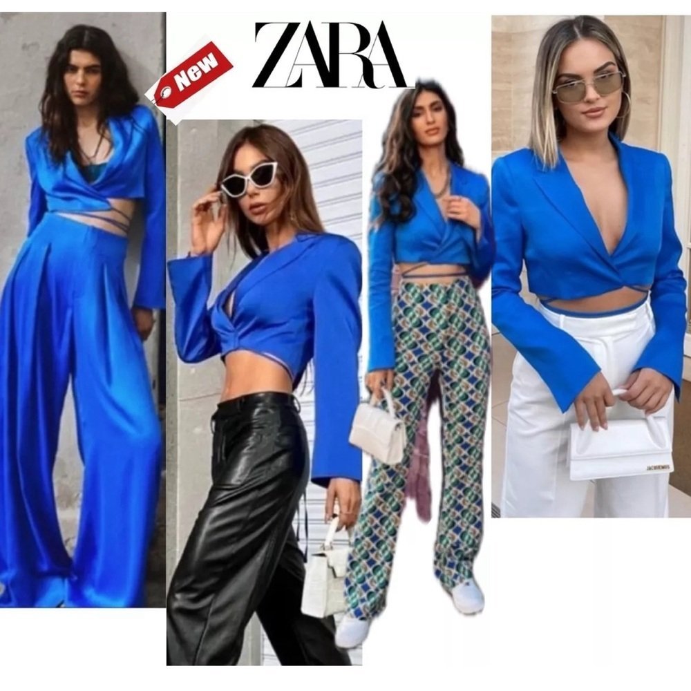 Veste zara bleu taille 34, effet satiné état impeccable