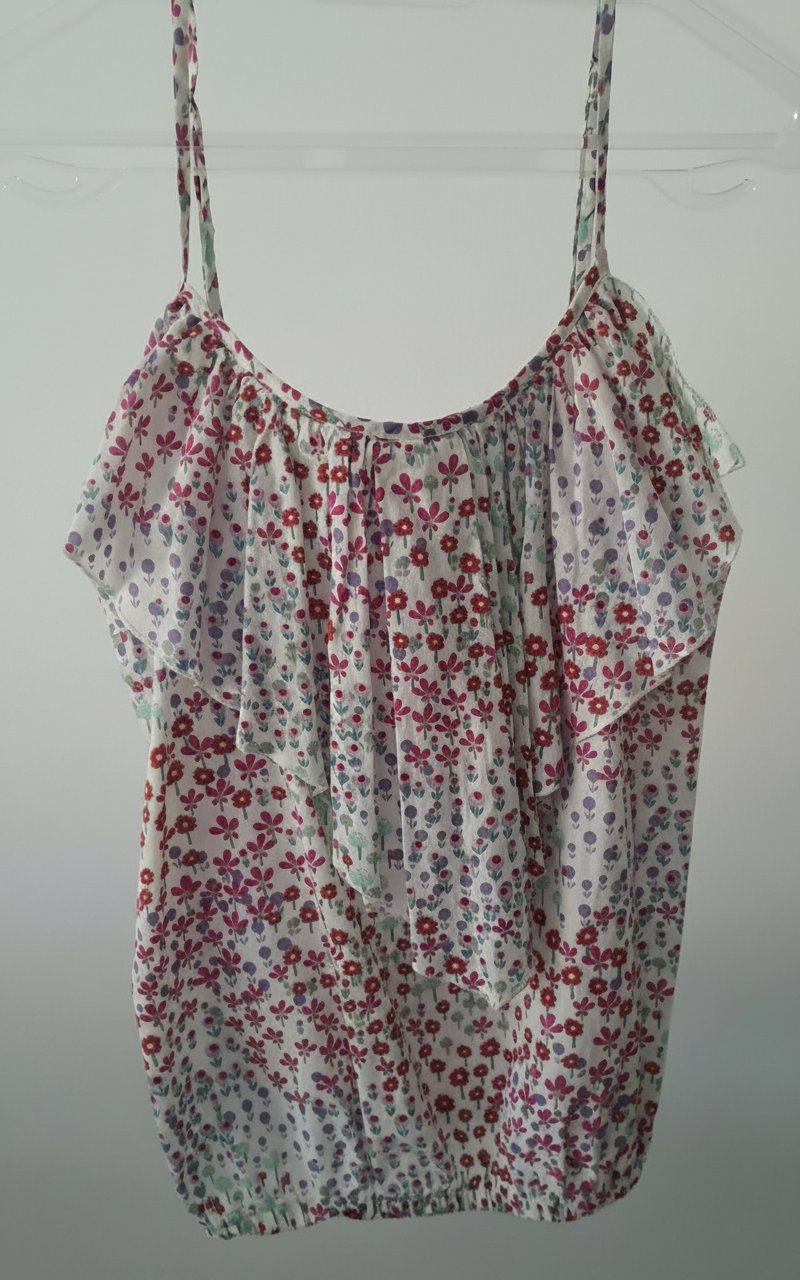 Top fleurie benetton xs 100% coton 