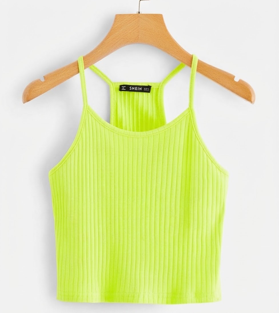 Top côtelé SHEIN Vert Flashy 💚 – Look Tendance Été ☀️ (Taille S)