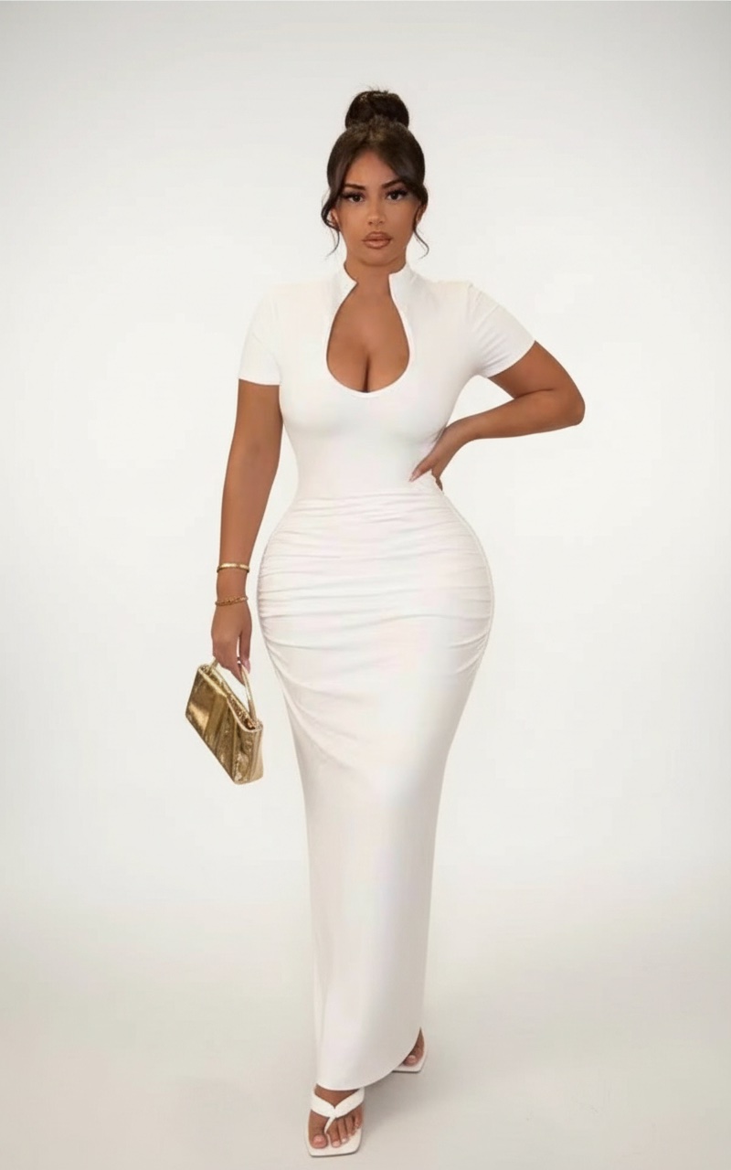 Robe longue blanche moulante SHEIN – Taille S