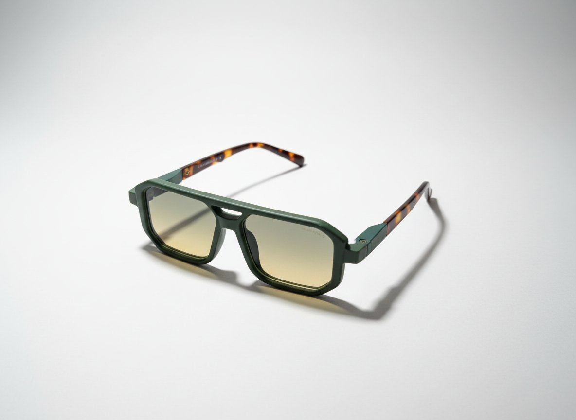 Lunettes Urban Hexa – Vert Olive & Écaille Premium