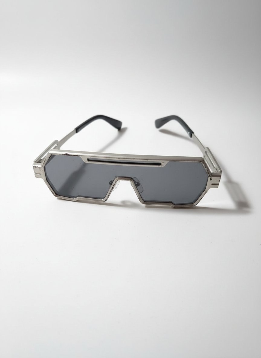 Lunettes de soleil futuristes argentées – Design ultra moderne
