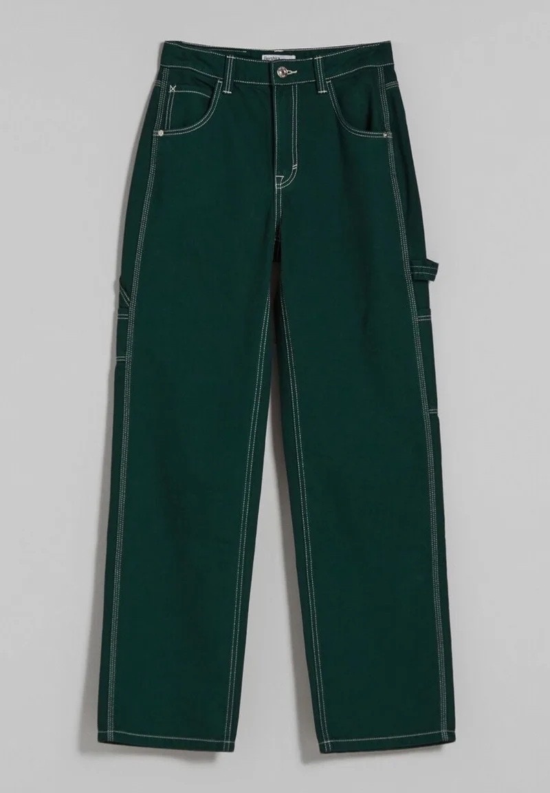 Pantalon Bershka Carpenter Vert – Coupe Droite