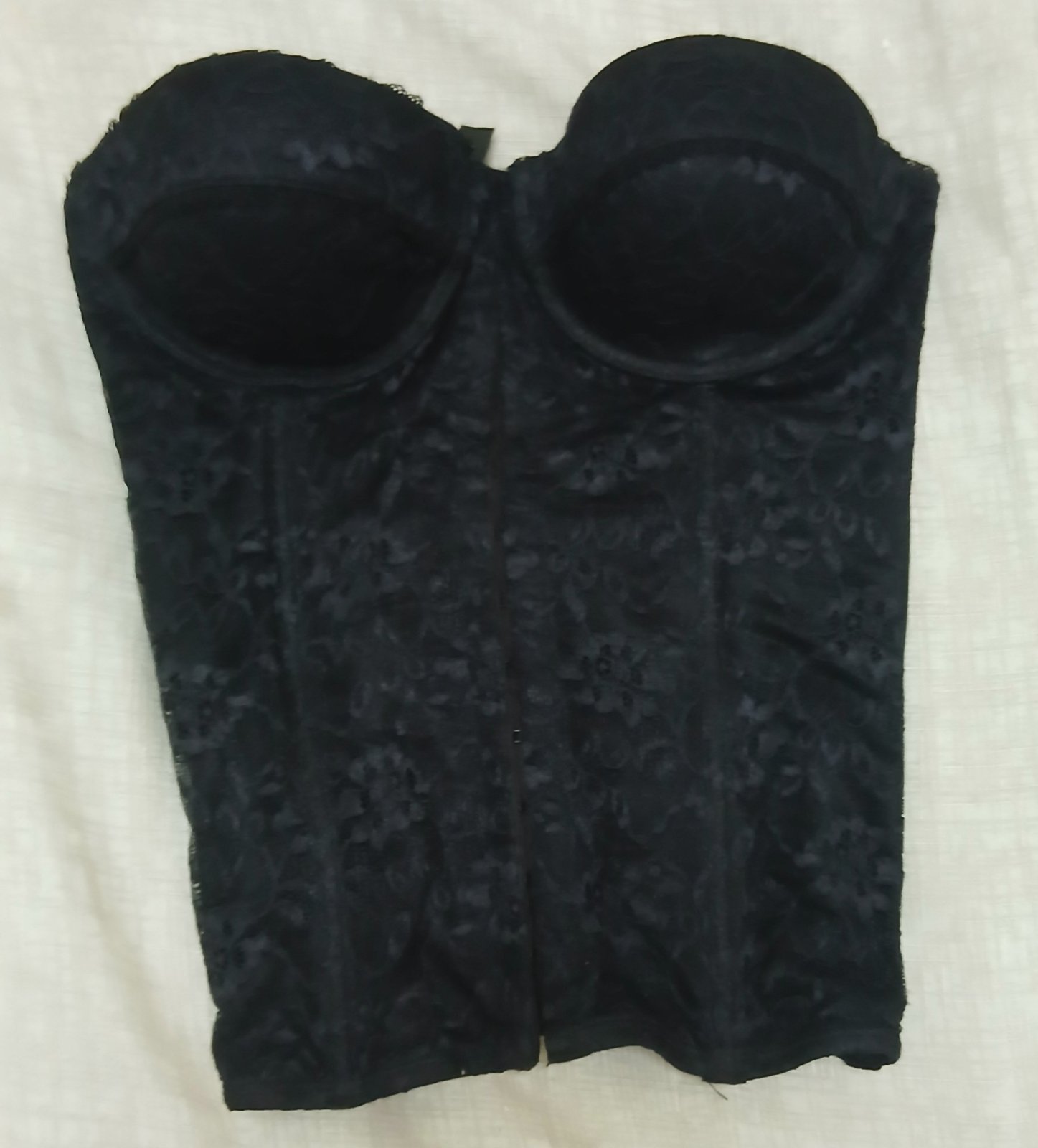 Black lace strapless corset