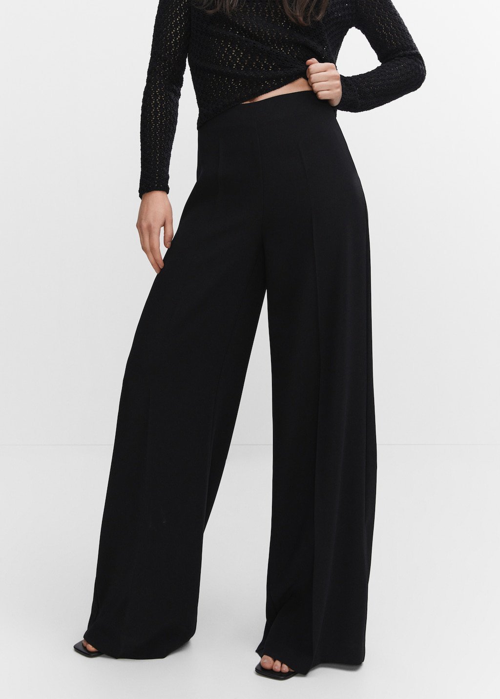 Pantalon taille haute bleu marine 