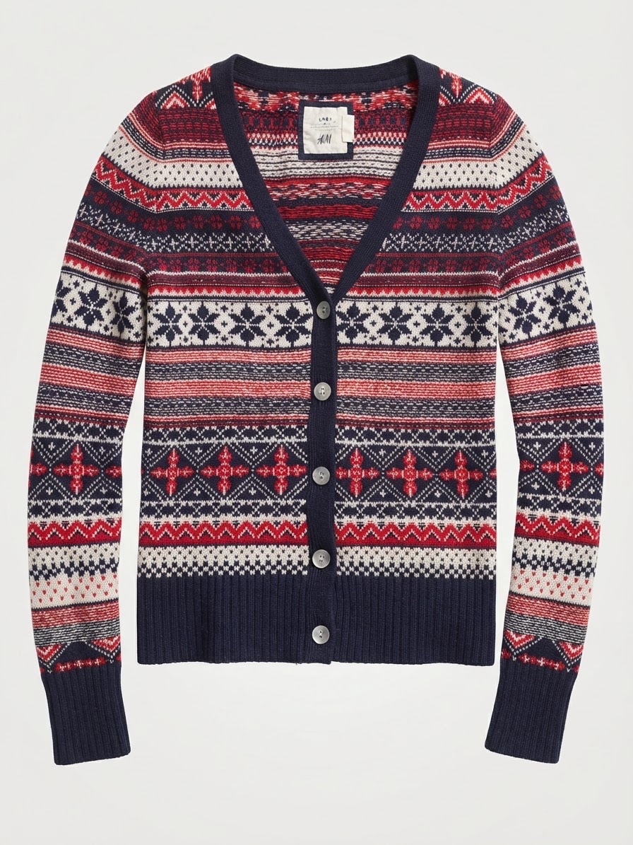 Gilet/Cardigan en maille à motifs jacquard H&M (L.O.G.G.) - Taille M⁠