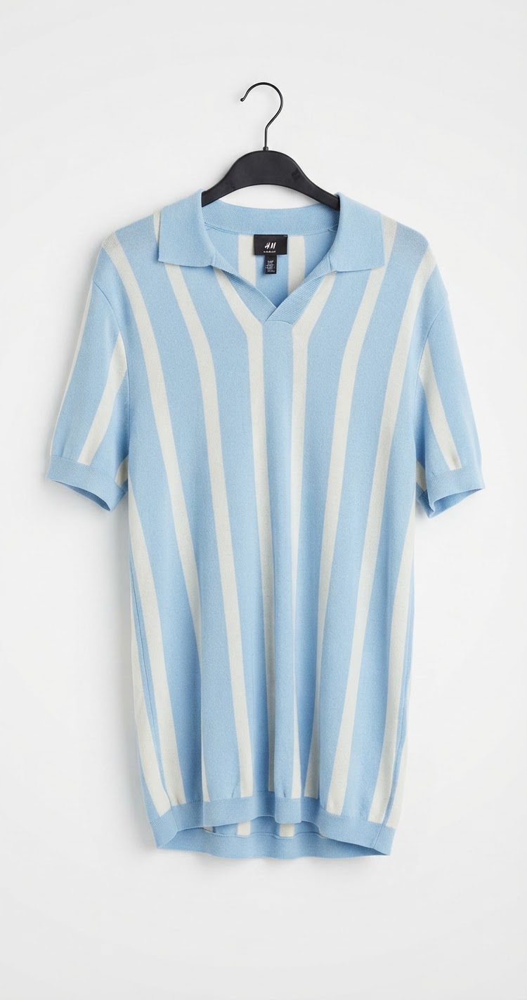 H&M knitted polo light blue L
