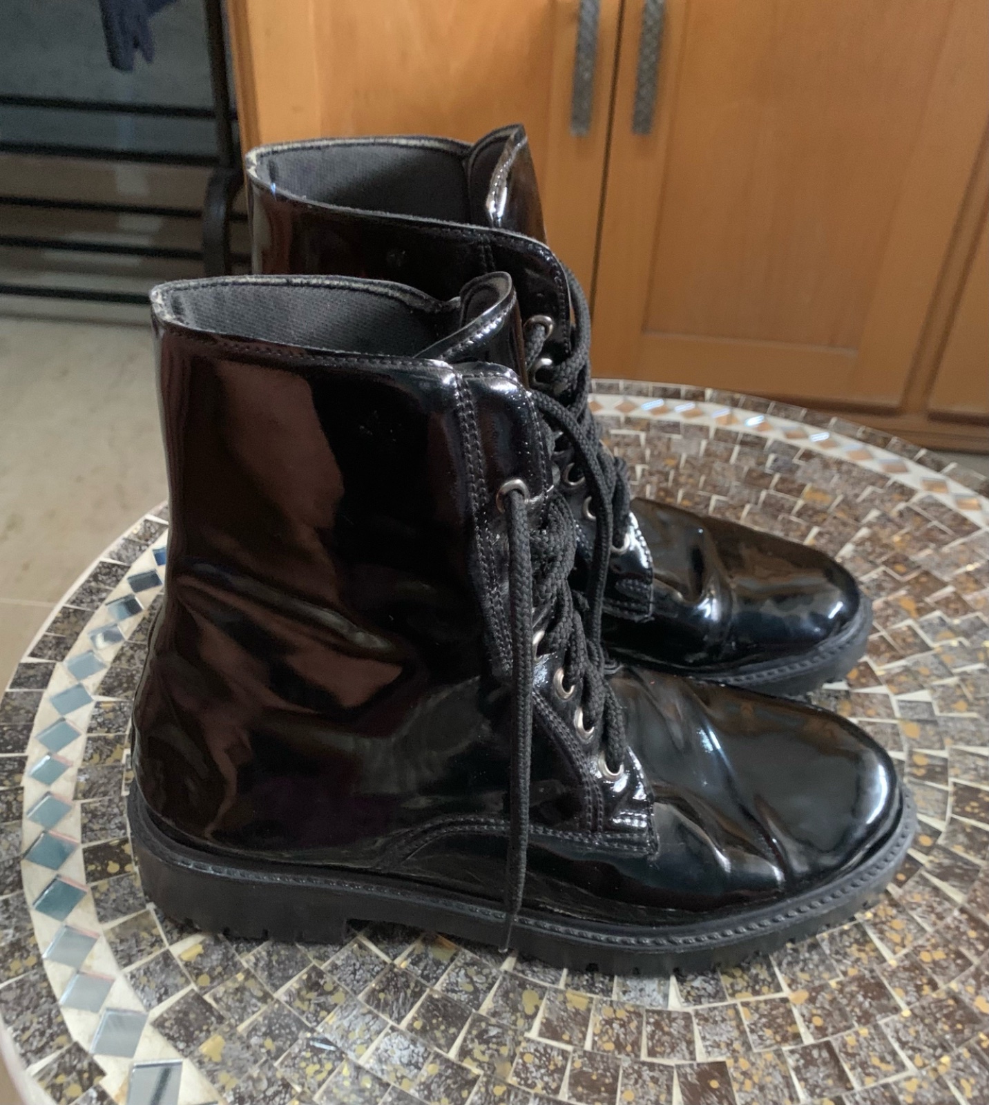 🖤 Bottines Style Rangers Noires Vernies – Pointure 38 🖤