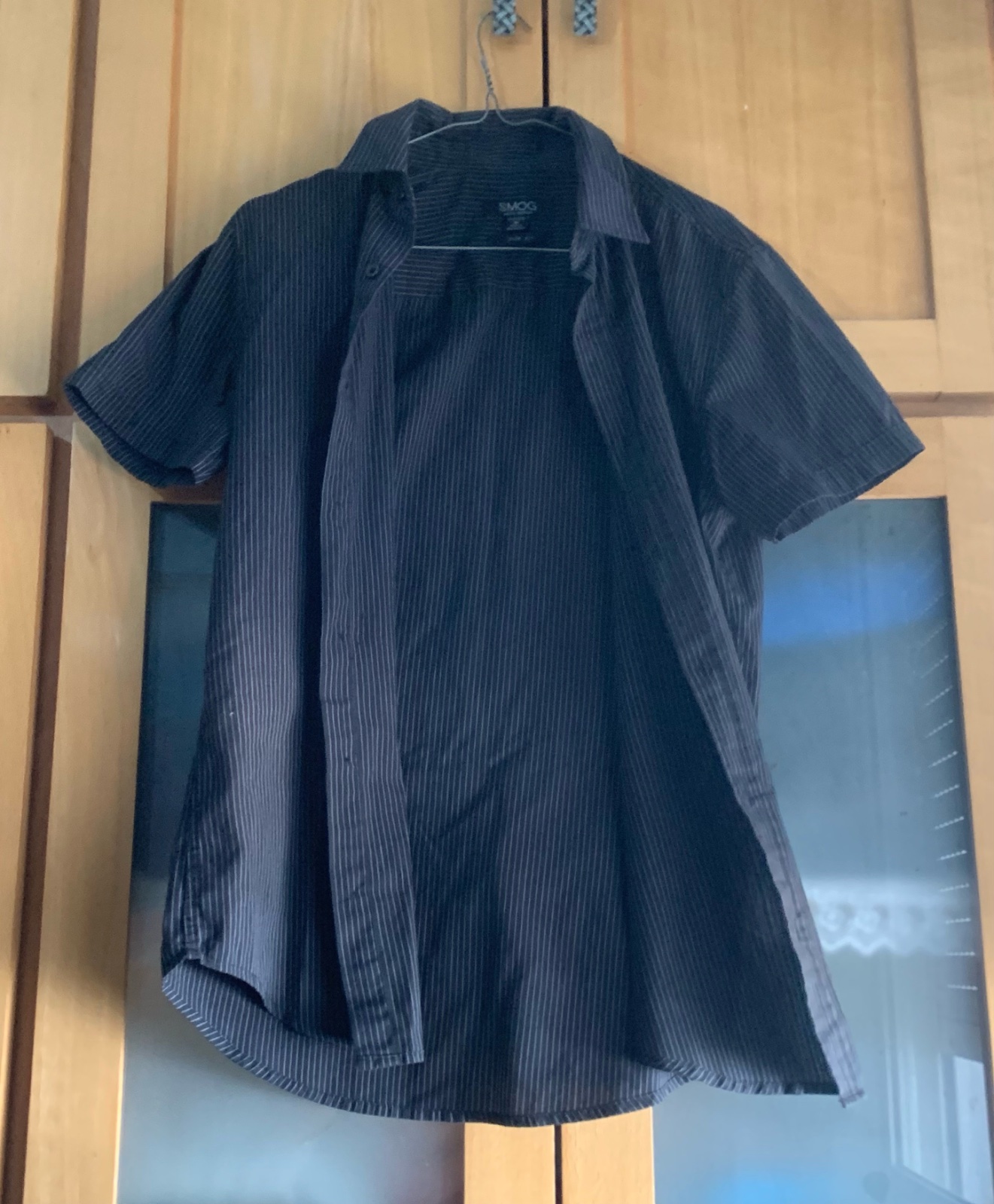 Chemise manches courtes SMOG Slim Fit – Gris Anthracite à rayures – Taille M
