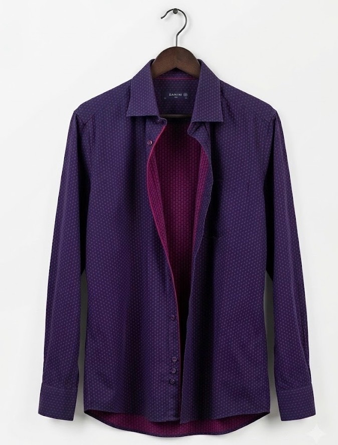 👔 Chemise Habillée Slim Fit – Danini (Violet / Bordeaux à Micro-Motifs)