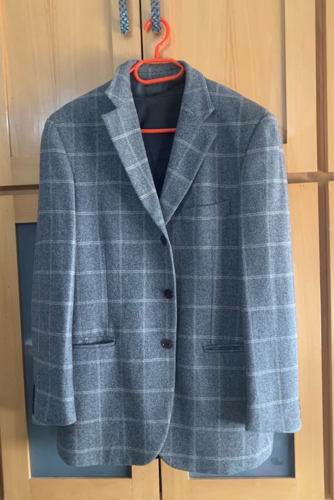 Veste de costume gris à carreaux – Style Classique / Vintage. Taille : L