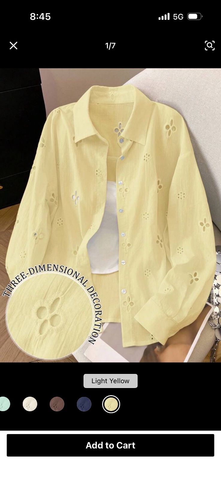 Chemise femme jaune 