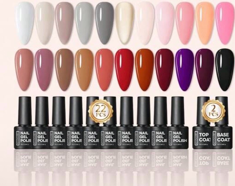 20 piece gel nail polish set + 2 ( base + top)