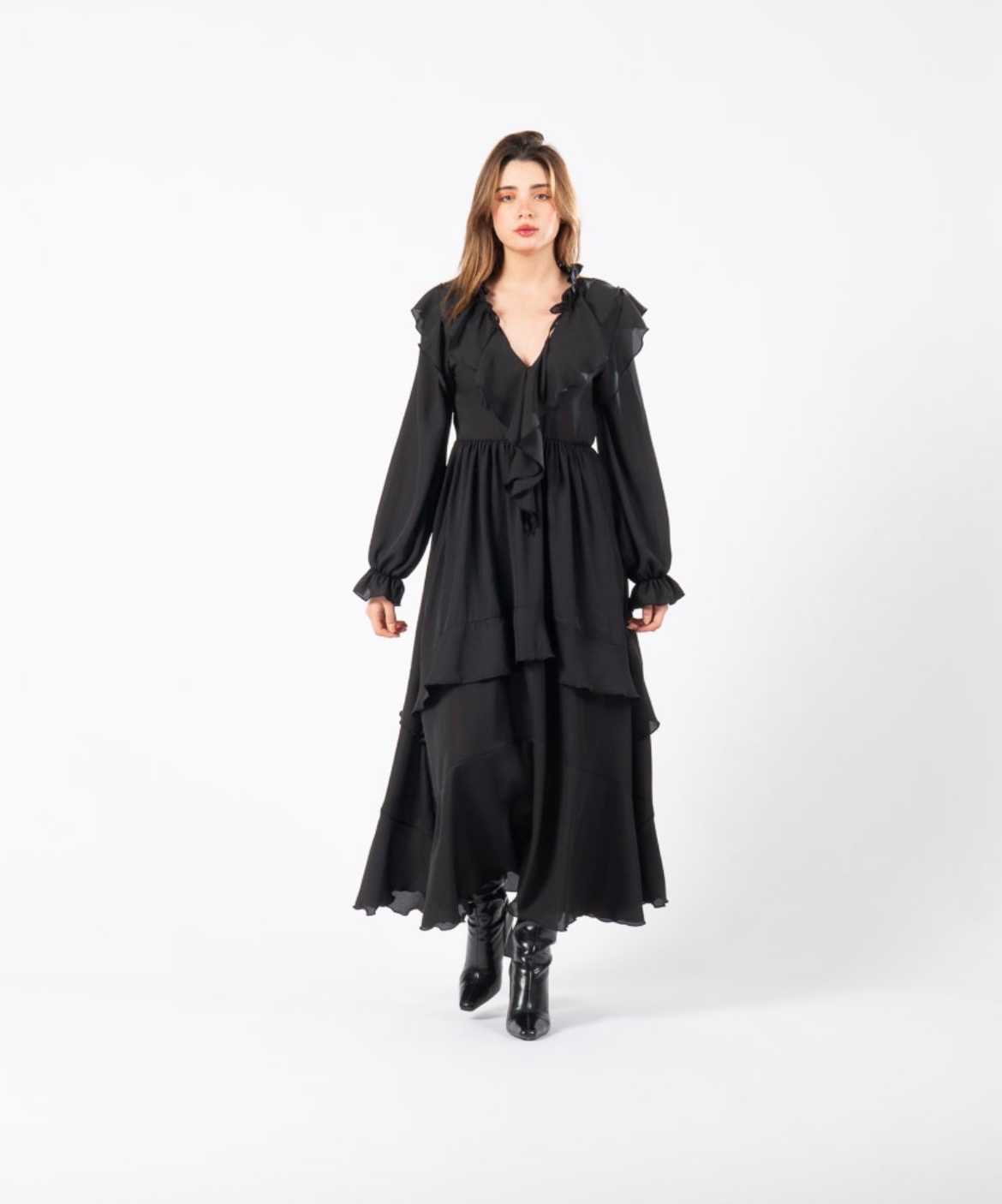 Robe bohème printanière en noir