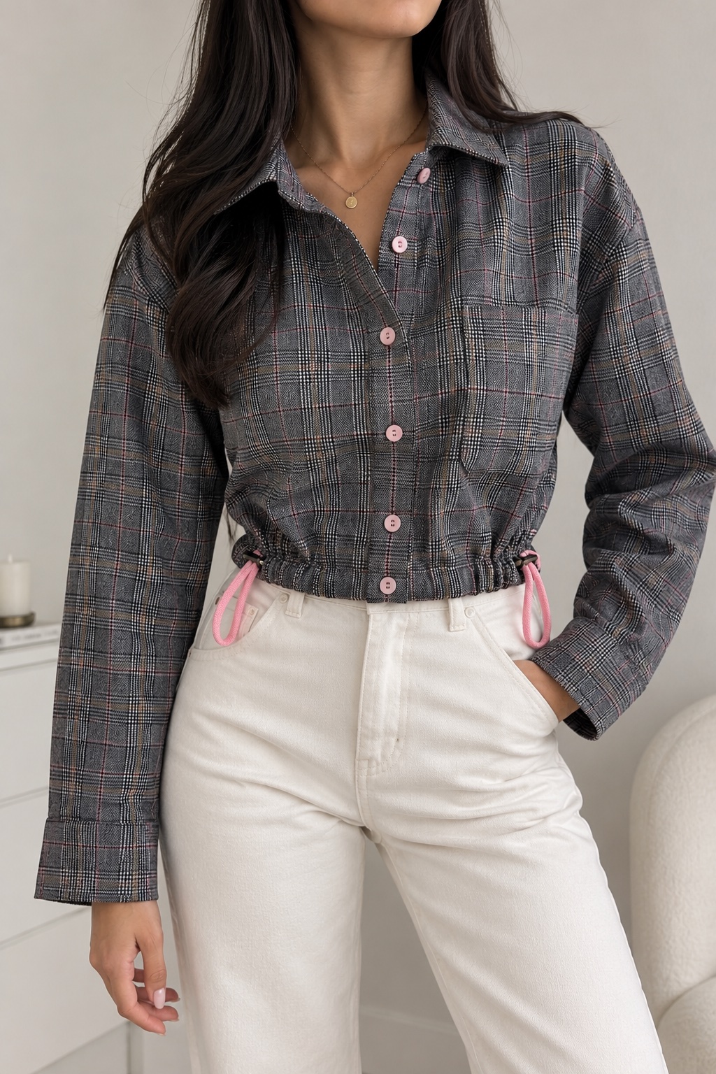 Chemise épaisse cropped style écolière 🩶