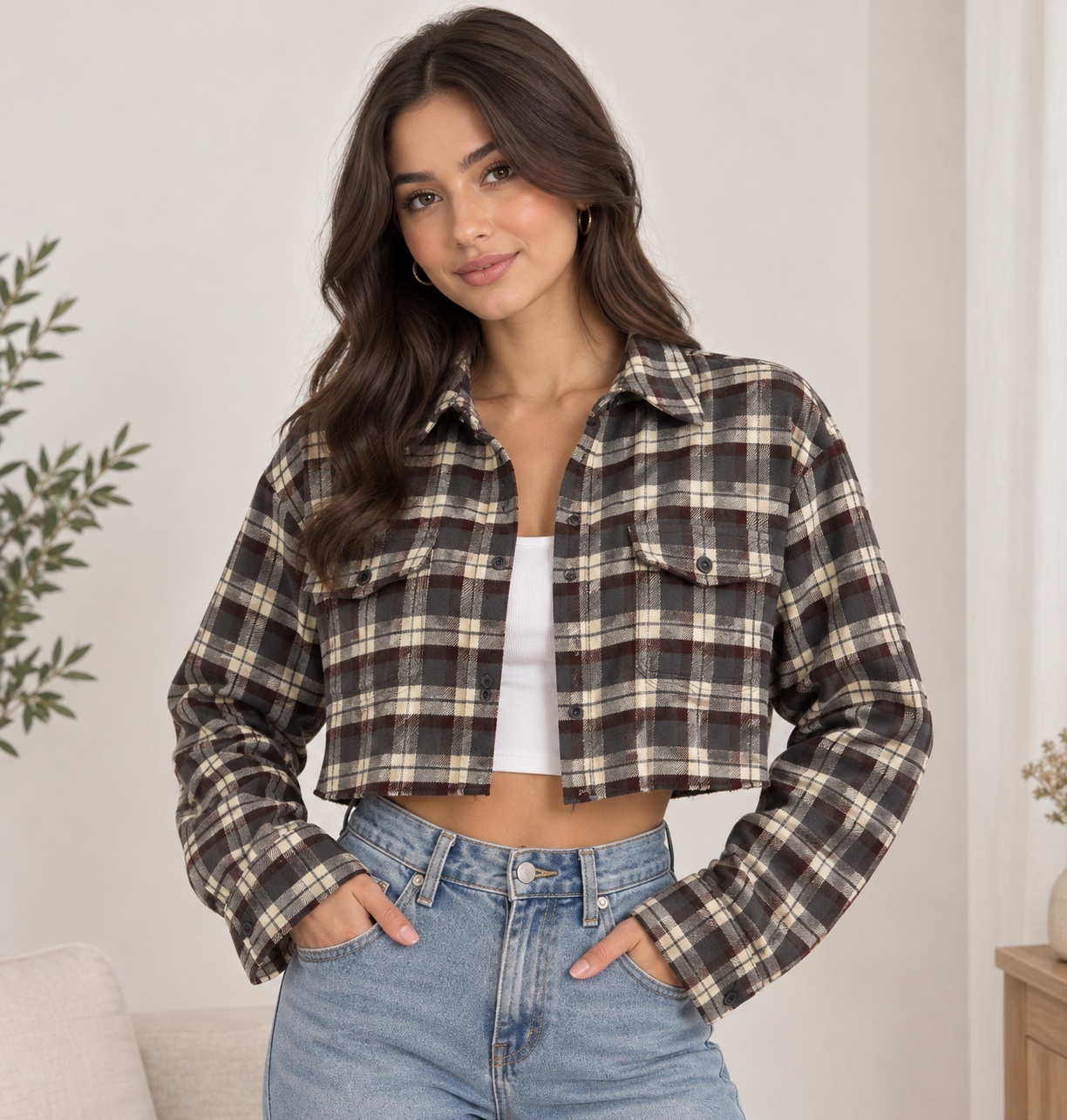 Gilet à carreaux cropped 🤎