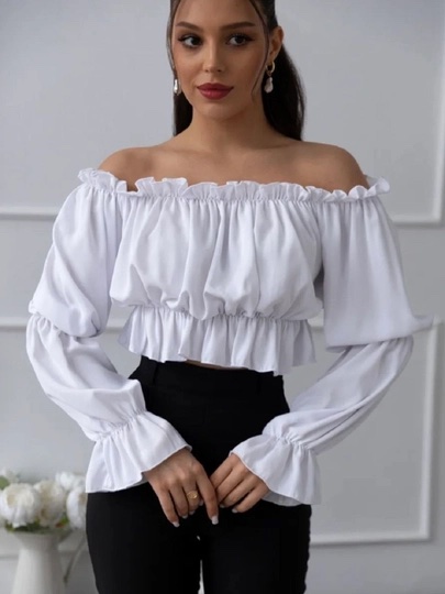 Pull off shoulders cropped 🤍