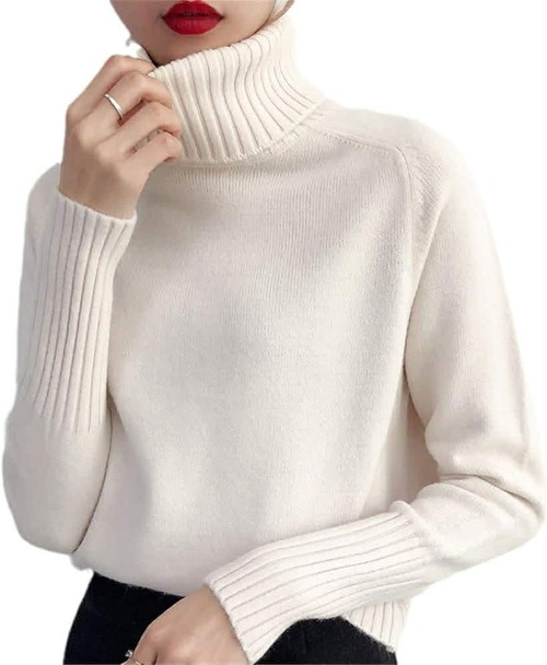 Pull col montant  couleur crème🤍
