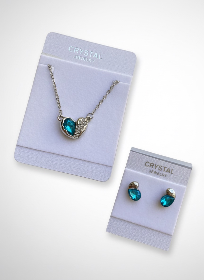 Collier et Boucle d'oreilles aqua 