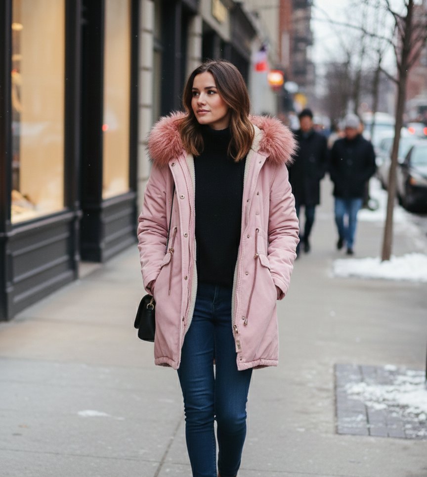 Manteau rose nude