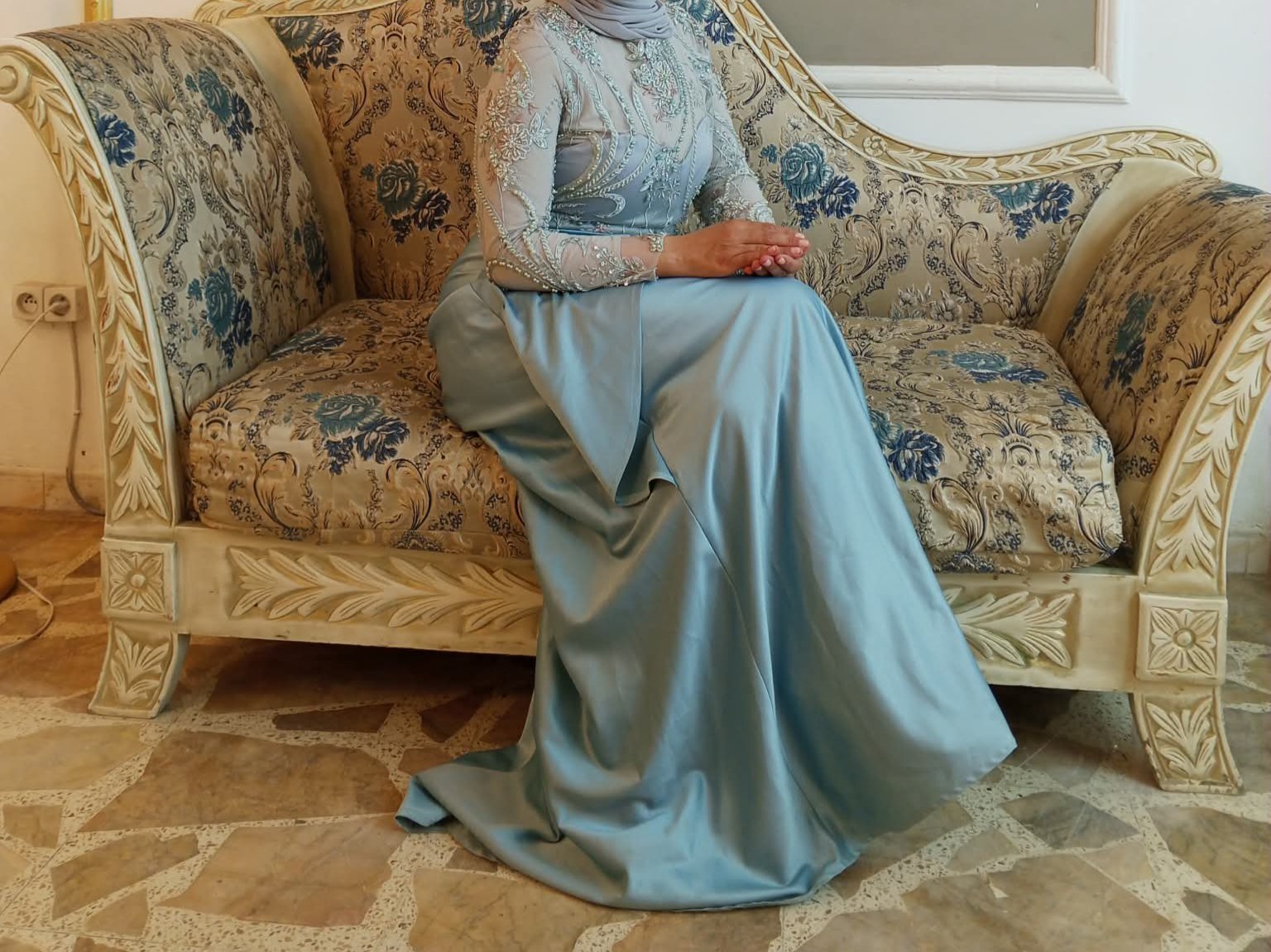 Robe soirée en trés Bon état bleu pastel