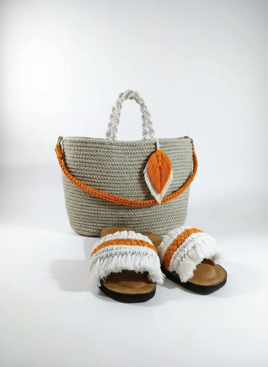 Couffin et claquette (100% cuir) au macramé nouvelle collection 2026