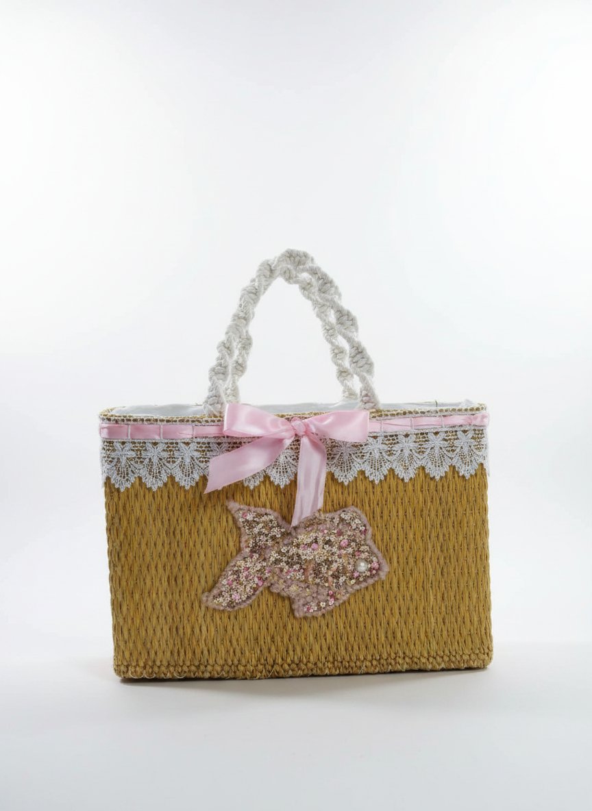 Couffin avec manches au macramé dimension 33×23