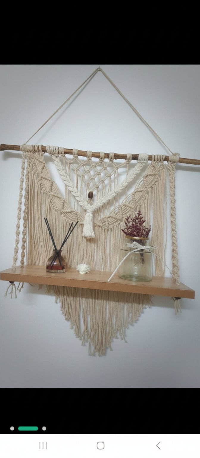 Macramé péche pailletée 25×30 + planche 15×30