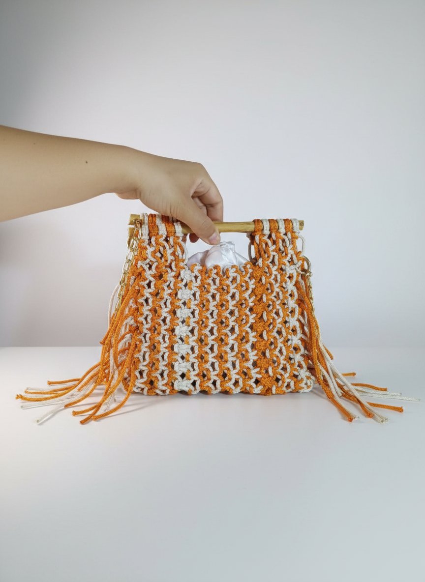 Sac a main au macramé dimension 18×20