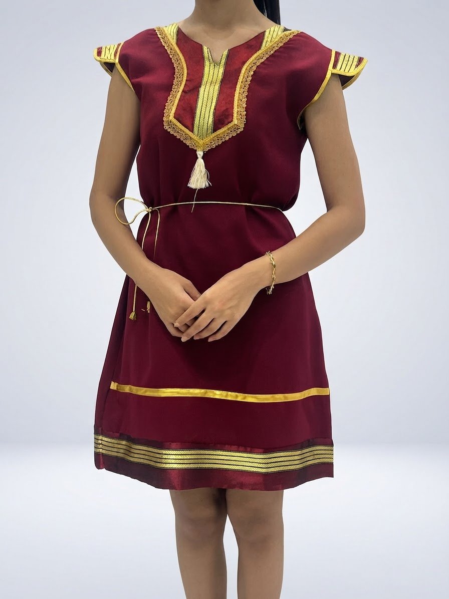 Robe traditionnelle rouge bordeaux 