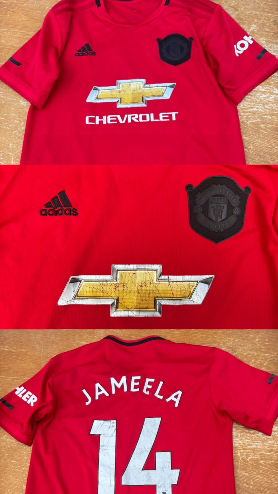 Maillot Manchester United Adidas rouge – JAMEELA 14 – Taille M ⚽